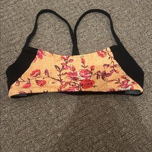 Jolyn Clothing Orange Floral Bikini Top with Black Accents